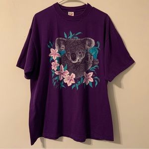 VTG Koala Bear Shirt Mens XL Black Jungle Animal Nature Wildlife USA 1991 Tee